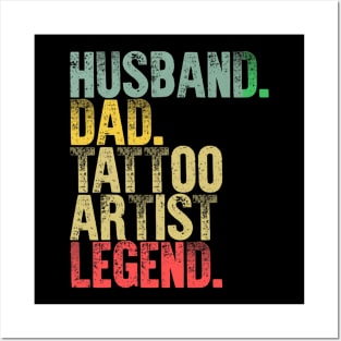 Funny Vintage Husband Dad Tattoo Artist Legend Retro Posters and Art